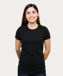 Custom-Women-T-Shirts-Round-Neck-Black