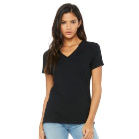 Custom-Women-T-Shirts-V-neck-Black